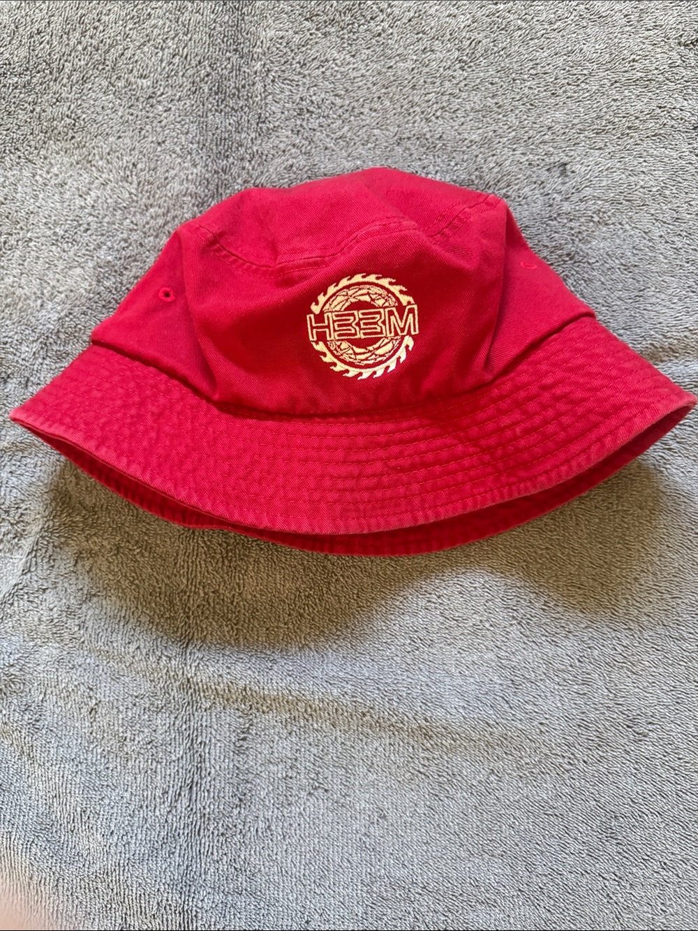 Red Bucket Hat with Embroidered Logo
